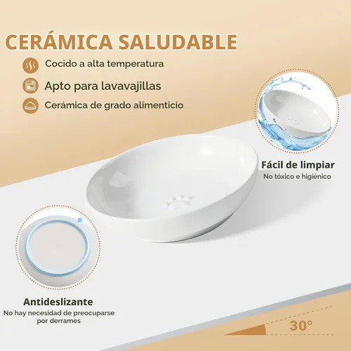 Vista 3 de Havniva Cuencos elevados para gatos, juego de cuencos de comida y agua para Blanco