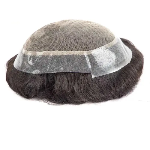 Vista 3 de Toupee - Pelucas de cabello humano para hombre, tupé europeo virgen, unidades de cabello humano ondulado, peluca para hombre, sistema de reemplazo