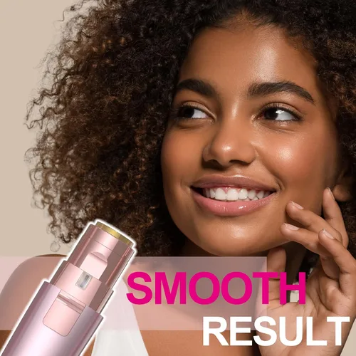 Vista 3 de Maquinilla de afeitar de cejas y depilación facial para mujeres (2 en 1, recargable por USB), depilación 100% indolora, kit de recortador de cejas