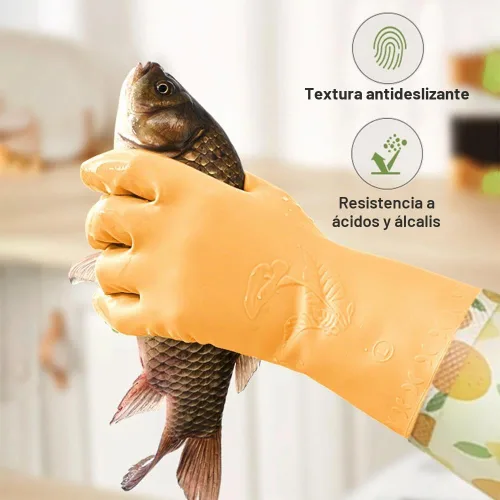Vista 4 de 2 pares de guantes de goma para lavar platos, reutilizables sin