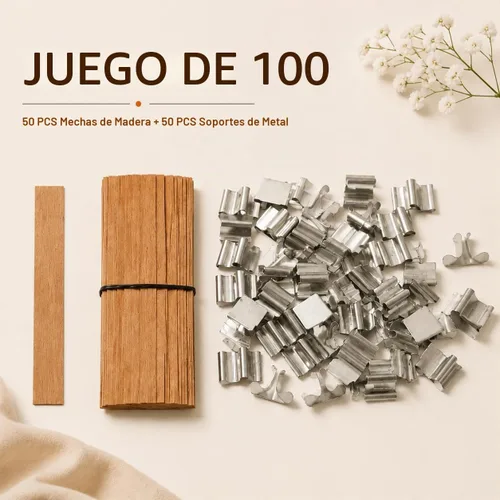 Vista 4 de Mechas para Velas Mechas de Madera de 5 Pulgadas para Velas 100 PCS Mechas de Madera para Fabricación de Velas Mechas de Madera para Fabricación