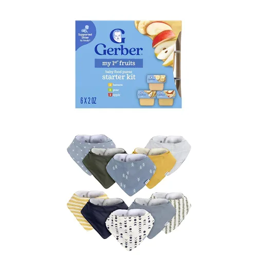 Vista 12 de Gerber Mi primer kit de frutas, puré de plátano, pera y manzana, tarros de 2 onzas, paquete de 2 (set de 6)