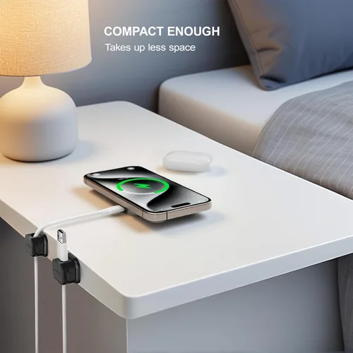 Vista 5 de Picozon - Paquete de 6 soportes magnéticos para cables, organizador de cables adhesivos Picozon para teléfono, cargador USB, organizador