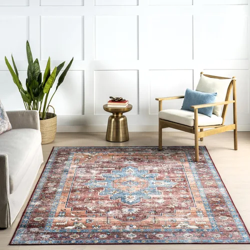 Vista 6 de nuLOOM Alfombra protectora contra salpicaduras de 2 x 3 pies, lavable a máquina, con superficie impermeable a prueba de derrames, parte trasera