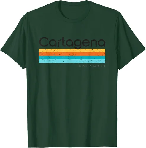 Vista 65 de Camiseta vintage de Cartagena Colombia con diseño retro, Blanco, S