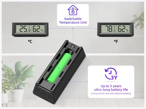 Vista 5 de Higrómetro digital pequeño, medidor de humedad, termómetro interior, monitor de temperatura ambiente y humedad, medidor con sensor preciso