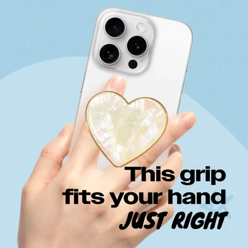 Vista 2 de OnTheGrip - Soporte plegable para teléfono móvil con diseño de concha de mar natural en forma de corazón para teléfono inteligente, tableta