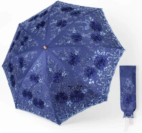 Vista 146 de Honeystore Sombrilla bordada con flor 3D plegable UV con encaje clásico