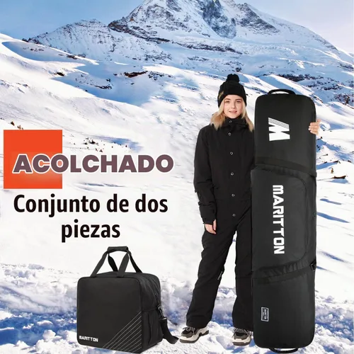 Vista 6 de Combo de bolsas acolchadas para botas de snowboard y tabla, Almacén y transporte de snowboard de hasta 165 cm y botas hasta la talla 13, Bolsas
