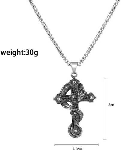 Vista 2 de Collares punk para hombre con cadena cuadrada de acero inoxidable de 23.6 pulgadas