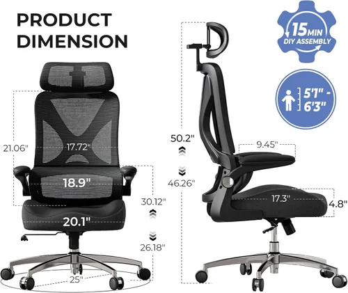 Vista 2 de Silla ergonómica de oficina - Soporte sacro ergonómico