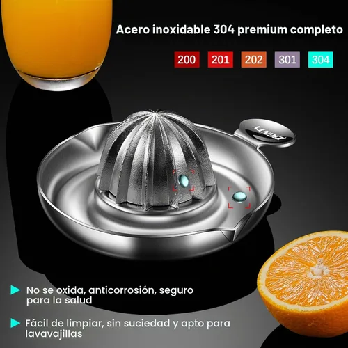 Vista 2 de Exprimidor de limón de acero inoxidable, exprimidor manual de cítricos resistente a mano, exprimidor de frutas de lima naranja de primera calidad