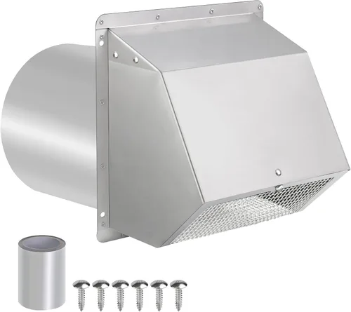 Vista 22 de Cubierta de ventilación para secadora de 3 pulgadas, rejilla de ventilación de pared con pantalla y amortiguador, cubierta de ventilación exterior