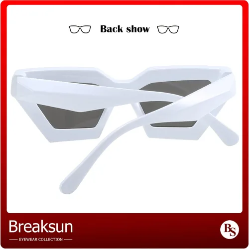 Vista 4 de Breaksun Gafas de sol de ojo de gato con montura gruesa para mujer, estilo vintage, de moda, estilo retro
