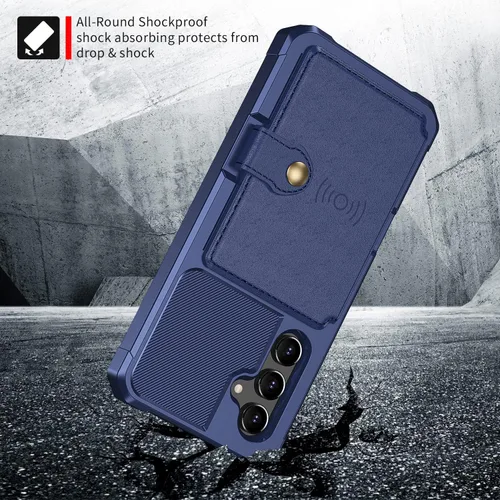 Vista 5 de Wefor Funda para Samsung Galaxy A14 5G - Funda tipo cartera con bolsillos para tarjetas de piel sintética para Samsung Galaxy A14 5G (azul)