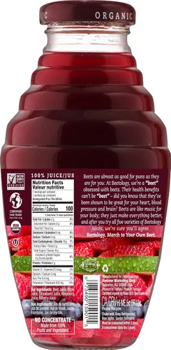 Vista 5 de Beetology Jugo orgánico de remolacha y bayas, 8.45 onzas (paquete de 6) 100% prensado en frío Saludable para el corazón Jugo de verduras lleno