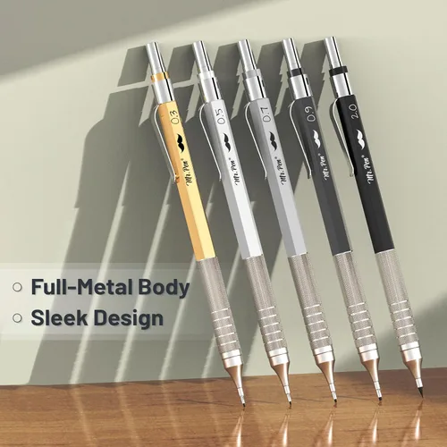 Vista 7 de Mr. Pen - Juego de lápices mecánicos de metal con recambios de plomo y borradores, paquete de 5 5 Sizes, 0.3, 0.5, 0.7, 0.9 & 2mm, 6x Tubes HB