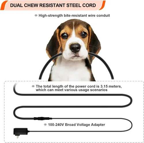 Vista 6 de Cama térmica mejorada para perros con área de calefacción ampliada, cama ortopédica para perros con artritis de voltaje seguro de 12 V con espuma