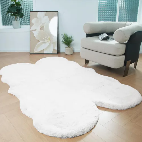 Vista 11 de Latepis Alfombra Pequeña Negra Esponjosa 2x3 pies Manta de Piel Sintética de Conejo Alfombra Suave Lavable Alfombras Peludas Shag para Dormitorio