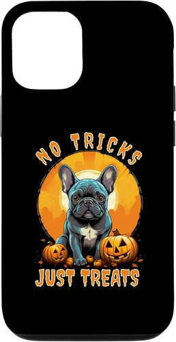 Vista 26 de iPhone 16 No Tricks Just Treats French Bulldog Halloween Frenchie Case
