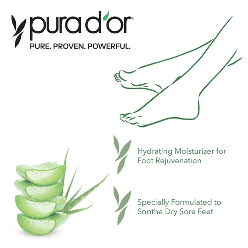 Vista 4 de PURA D'OR FootFocus Gel orgánico de aloe vera de 16 onzas para reparación grave del talón agrietado productos para el cuidado de los pies - Alivia