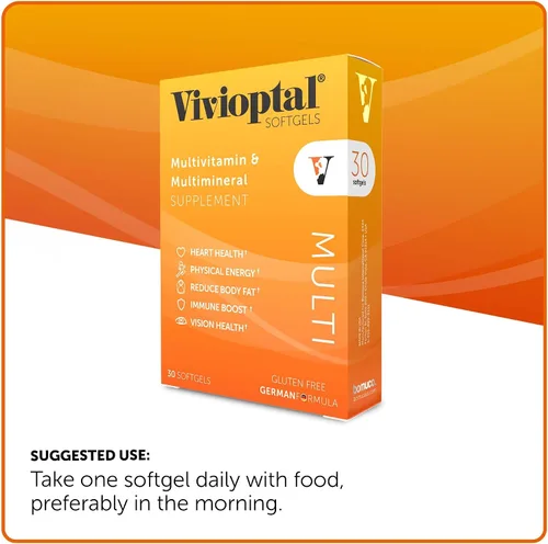 Vista 4 de Vivioptal Multi, 30 cápsulas blandas, multivitamínico y multimineral, sin gluten, fórmula alemana