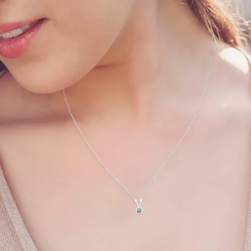 Vista 5 de Certified 17ctw - 1ctw Round Diamond Solitaire pendnat Available in 14K White and Yellow Gold