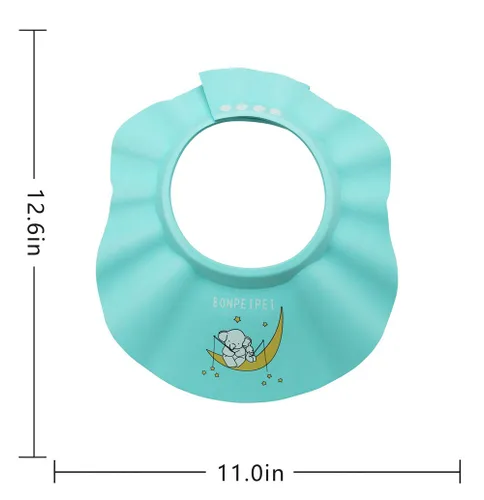 Vista 2 de Gorro de champú para baby shower, 2 piezas, ajustable, de seguridad, EVA, accesorios para visera de baño, impermeable, suave, protector de lavado