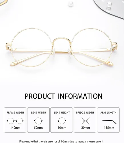 Vista 3 de Pro Acme Lentes transparentes con marco de metal redondo retro sin receta