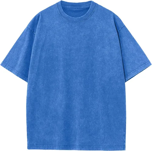 Vista 28 de Camisetas de algodón para hombre, de gran tamaño, unisex, de manga corta, casual, holgada, de lavado, unicolor, básicas A-Negro