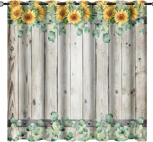 Vista 20 de Cortinas abstractas de eucalipto y colibrí, cortinas opacas con aislamiento térmico y ojales para dormitorio, 2 paneles de 45 pulgadas de largo x 21