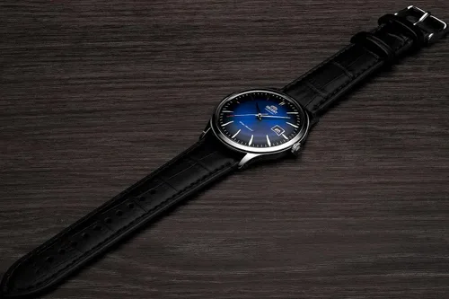 Vista 5 de Orient Reloj automático de acero inoxidable para hombre con correa de cuero, negro, 22 (Modelo FAC08004D0), Pulsera
