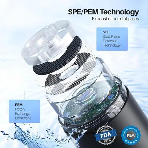 Vista 3 de MOVOCA Botella de agua de hidrógeno, generador de agua de hidrógeno rápido de 3 minutos y 2200 PPB -SPE PEM Tech, máquina de agua hidráulica