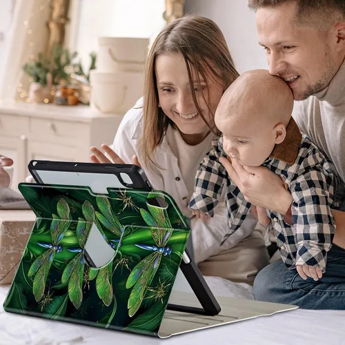 Vista 7 de Funda de teclado para iPad de 9ª/8ª/7ª generación de 10.2 pulgadas 2021/2020/2019 con soporte delgado giratorio de 360 grados, cubierta inteligente