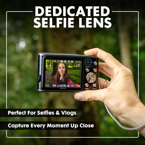 Vista 5 de Minolta Cámara digital de 48 megapíxeles con lente selfie trasera – Vídeo 4K Ultra HD, pantalla LCD de 2.8", zoom digital 16X