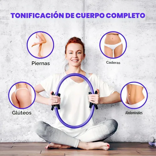 Vista 4 de Juego de anillos de pilates y bolas, kit de pilates para el hogar con anillo de ejercicio de 14 pulgadas, 4 bandas de resistencia