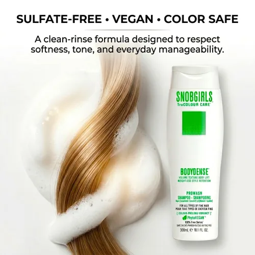 Vista 5 de SNOBGIRLS BODYDENSE - Champú voluminizador para cabello fino o flácido - Limpiador ligero sin sulfatos con ceramidas y aceite de argán - Fórmula
