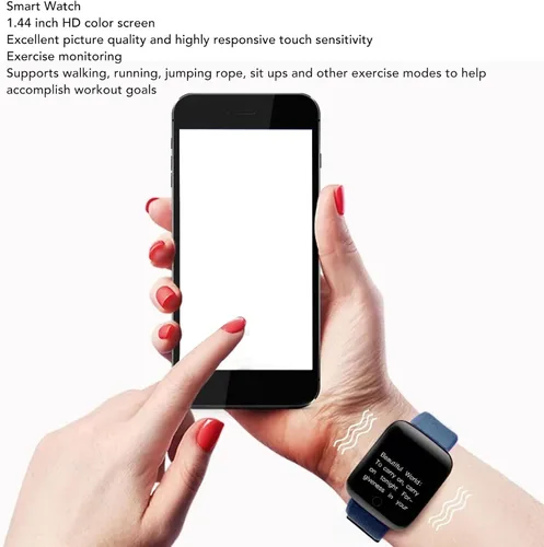 Vista 4 de Reloj inteligente para hombres y mujeres, pulsera inteligente de seguimiento de actividad física, pantalla táctil de 1.44, monitor de sueño