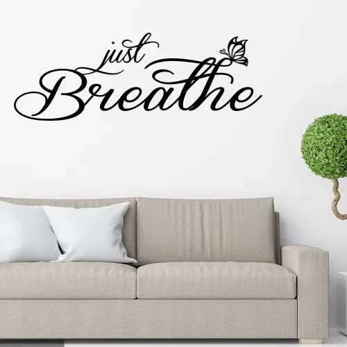 Vista 5 de Just Breathe - Calcomanía de vinilo con citas inspiradoras para pared, letras positivas, refranes, decoración de sala de estar