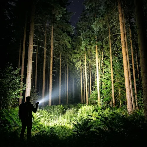 Vista 9 de GOODSMANN Foco recargable LED Spot Light Linterna de 2000 lúmenes Impermeable Luces de mano Proyector portátil recargable con silbato de emergencia