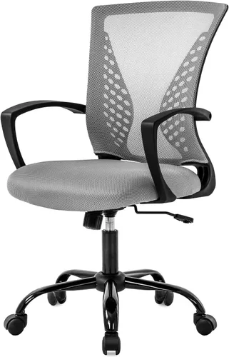 Vista 8 de Silla de oficina en casa, silla de escritorio ergonómica, silla de computadora de altura ajustable con soporte lumbar, reposabrazos de malla, silla