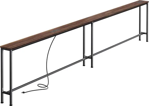 Vista 20 de SUPERJARE - Mesa de sofá de 79 pulgadas con 2 tomas de corriente y puertos USB-C, mesa consola estrecha de 5.9 pulgadas con almacenamiento, mesa