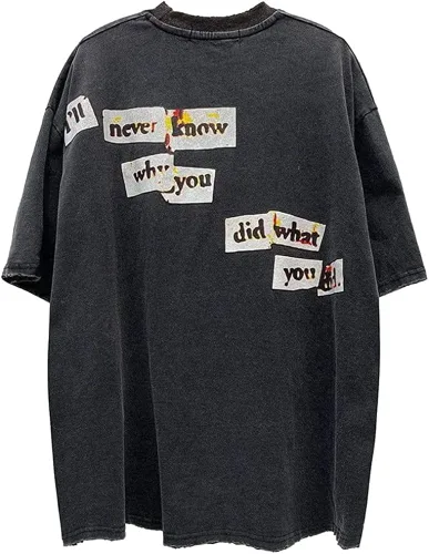 Vista 2 de Vamtac Camiseta gráfica de gran tamaño para hombre, camisa estética de manga corta, casual, holgada, de verano, ropa de calle, hipster, estampada