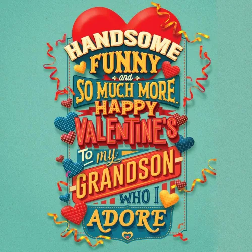 Vista 6 de Prime Greetings Tarjeta del día de San Valentín para nieto, hecha en Estados Unidos, ecológica, tarjeta gruesa con sobre de alta calidad de 5 x 7.75