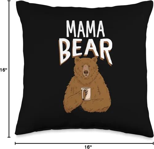 Vista 4 de Mama Bear Almohada de 16 x 16 pulgadas, multicolor