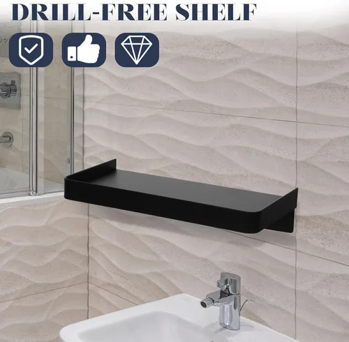 Vista 4 de Cabilock Soporte móvil de acero inoxidable estante de baño estante de pared adhesivo pequeño montado en la pared Soporte adhesivo para teléfono