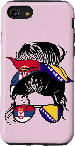 Vista 13 de Funda para iPhone 14, mitad bosnia, mitad serbia, raíces bosnias y serbias