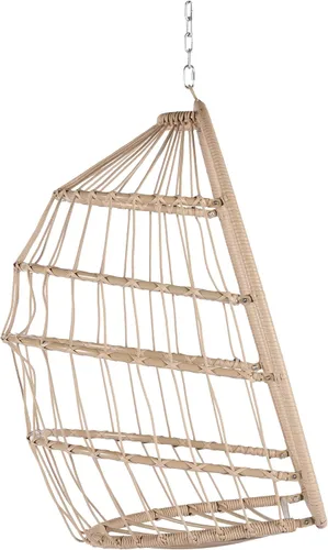 Vista 2 de Jardín al aire libre Rattan Huevo Swing Silla Colgante Silla Madera+Cojín Rojo