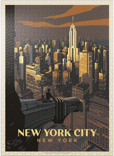 Vista 8 de MyPuzzle New York City: Eagle's View, Vintage Poster - Rompecabezas prémium de 100 piezas para adultos