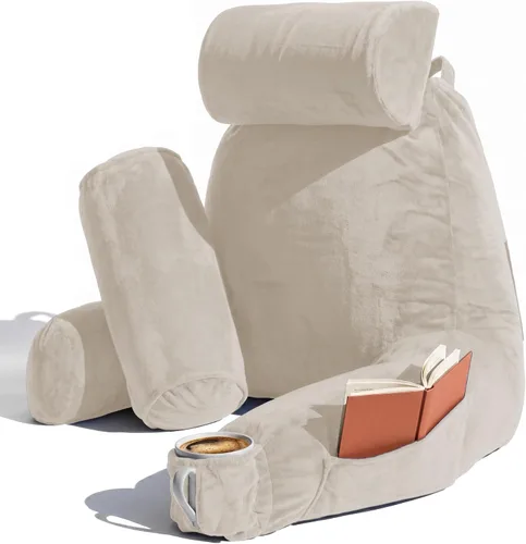 Vista 26 de Nestl Almohada de lectura para niños y adolescentes con espuma viscoelástica triturada, almohadas de respaldo para leer, ver y jugar, uso